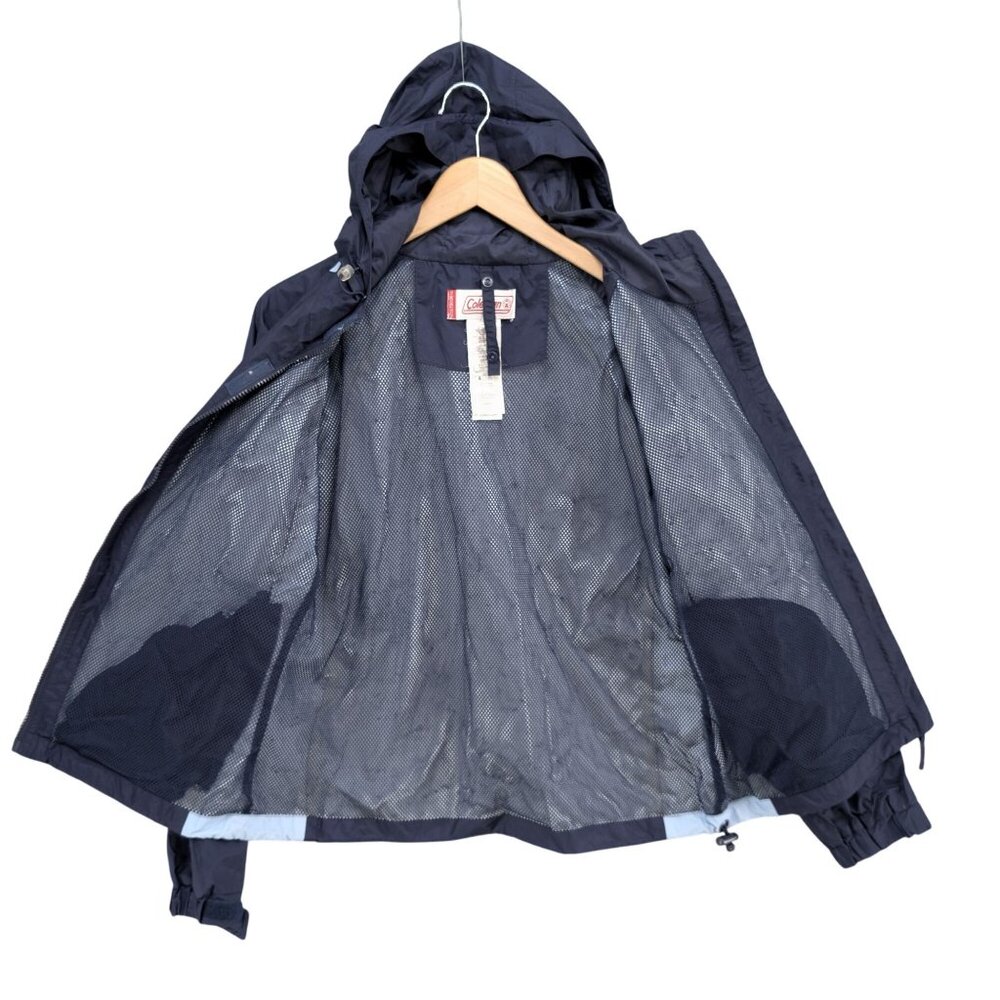 Coleman Rain Jacket Womens Navy Blue Nylon Hooded Full Zip Waterproof Size S/M - Picture 3 of 9